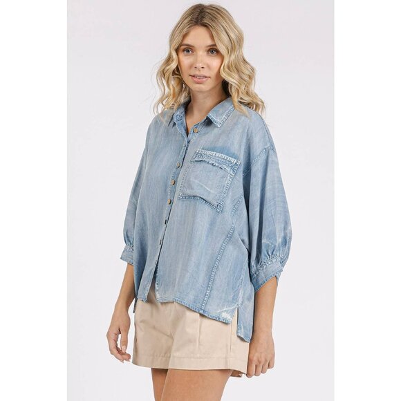 NWT: Mittoshop Tencel Chambray Button Down Shirt - Picture 5 of 8
